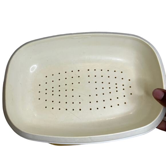 Vintage Tupperware #1273 3pc Microwave Vegetable Rice Steamer Harvest Gold - Picture 6 of 9